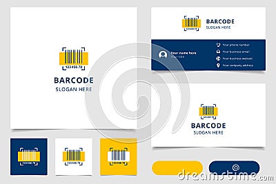 Barcode logo design with editable slogan. Branding book and business card template. Vector Illustration