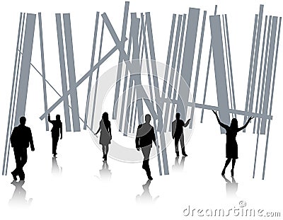 Barcode and people Vector Illustration