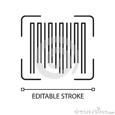 Barcode pixel perfect linear icon. Universal product code, quality control item. Thin line customizable illustration Vector Illustration