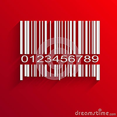 Barcode on red background Vector Illustration