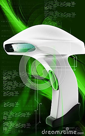 Barcode Scanner Cartoon Illustration