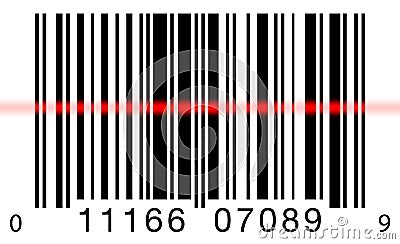Barcode Scanning on White Stock Photo