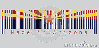 Barcode set the color of Arizona flag, The states of America, red and weld-yellow on the top half. Vector Illustration