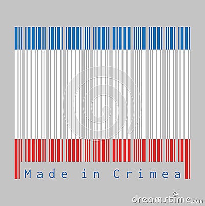 Barcode set the color of Crimea flag, a blue white and red color on grey background Vector Illustration