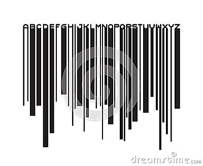 Barcode typeface paint flow font Vector Illustration