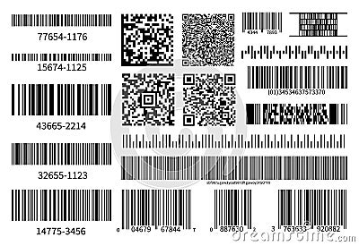 Barcodes collection. Vector code information, QR, store scan codes. Industrial coding information Vector Illustration