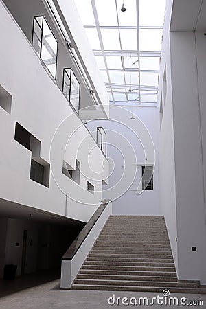 Bardo Museum Indoor Staircase, Modern Architecture, Travel Tunisia Stock Photo