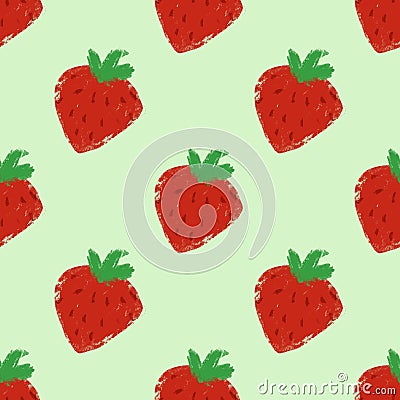 Red Strawberry with a Green Background Patterm Stock Photo