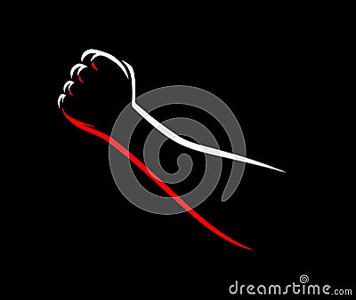 Bare knuckle clenched fists male hand fight MMA, wrestling, kick boxing, karate sport night cage Vector Illustration