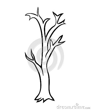 Bare tree cartoon outline vector design isolated on white background Vector Illustration