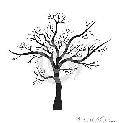 Bare tree silhouette vector symbol icon design. Vector Illustration