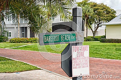 Barefoot Beach Blvd street sign Stock Photo