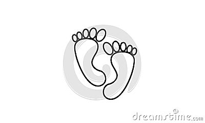 Barefoot Footprint step line icon simple design Vector Illustration