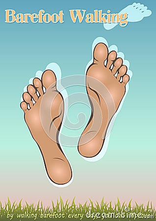 Barefoot Walking Vector Illustration