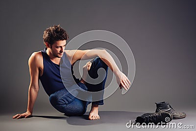 Barefoot Young Man Stock Photo