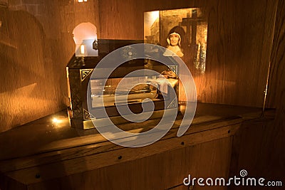 Relic of St. Mary Magdalene Postel in the Church of St. Nicholas in Barfleur. Normandy, France Editorial Stock Photo