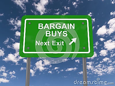 Bargain buys roadsign Stock Photo