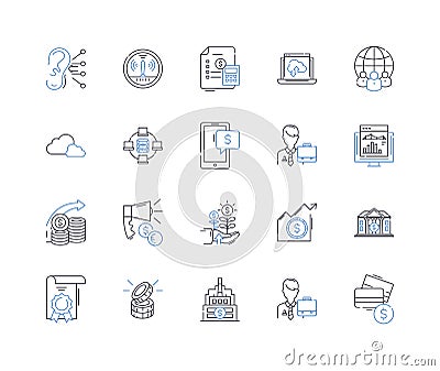 Bargaining line icons collection. Haggling, Negotiation, Concession, Bartering, Compromise, Deal-making, Discounting Vector Illustration