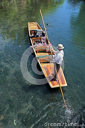 Barge on the River Avon in Christchurch Editorial Stock Photo