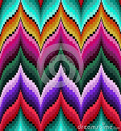 Bargello seamless pattern. Multicolor traditional italian embroidery imitation Vector Illustration