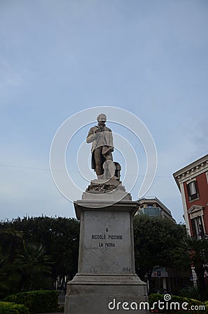 Bari, Italy 10.01.2015: Statue of Niccolo Piccinni at the Teatro Piccinni in Bari Editorial Stock Photo