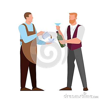 Barista and barmen character. Cafe and restaurant professional Vector Illustration