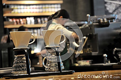 Barista women in the coffee shop Editorial Stock Photo