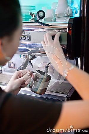 Barista at work. Coffee Preparation. Service Concept Editorial Stock Photo