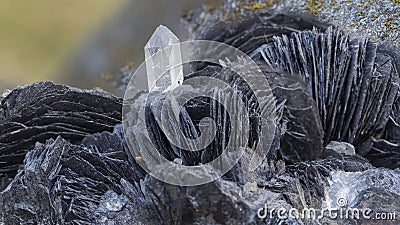 barite and hyaline quartz crystals Stock Photo