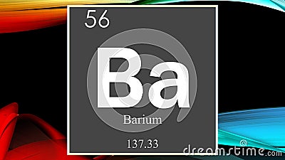 Barium chemical element symbol on dark colored abstract background Stock Photo