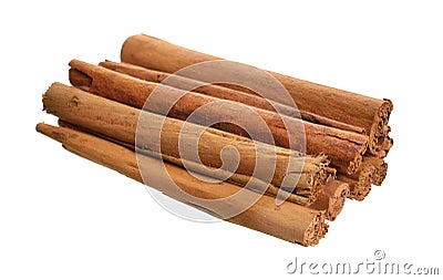 Bark from Cinnamomum verum or true cinnamon or Ceylon cinnamon. Isolated on white background Stock Photo