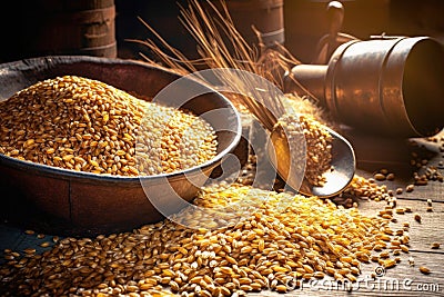 barley grains used in whisky production process Stock Photo