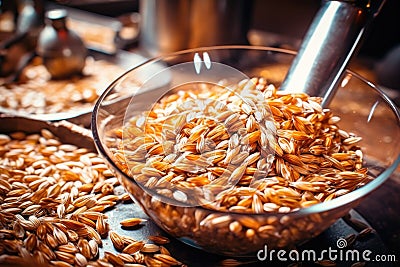 barley grains used in whisky production process Stock Photo