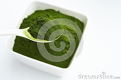 Barley grass powder Stock Photo