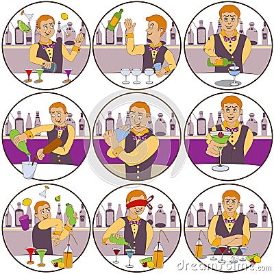 Barman stickers Vector Illustration