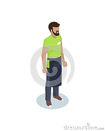 Barmen Waiter or Barista Profession Representative Vector Illustration