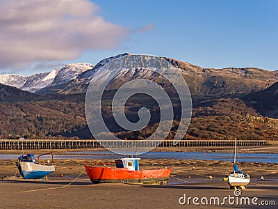 Barmouth Bay Winter in Wales Editorial Stock Photo