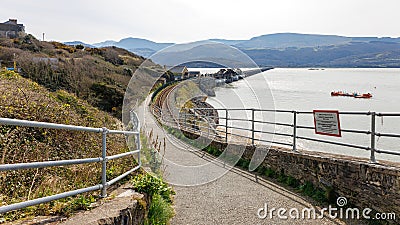 BARMOUTH, GWYNEDD UK - APRIL 09 : View down to the viaduct in Barmouth, Gwynedd on April 09, 2023 Editorial Stock Photo