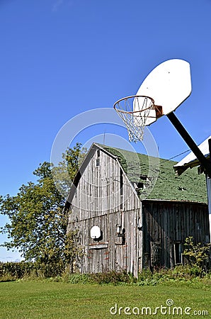 Barn basketball with double courts Stock Photo