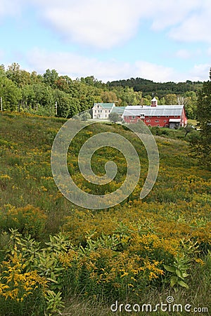 Barn, in distance Stock Photo