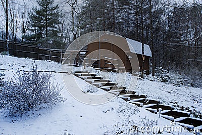 Barn farm west virginia snow winter Stock Photo