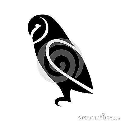 Barn owl silhouette symbol on white backdrop Vector Illustration