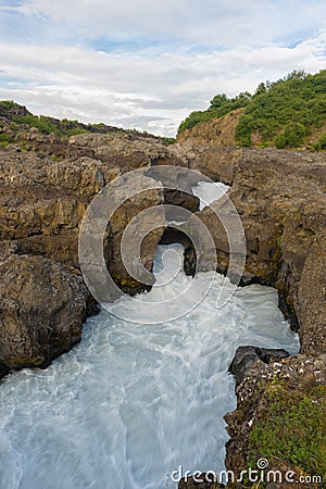 Barnafoss near Hraunfossar waterfalls, Western Iceland Stock Photo