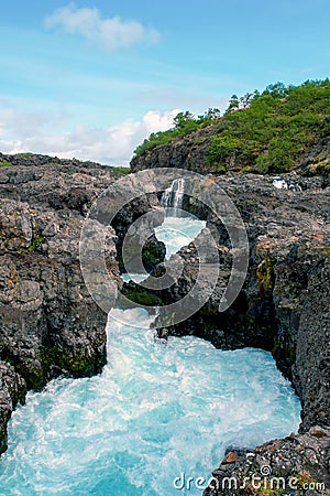 Barnafoss waterfall - Western Iceland Stock Photo