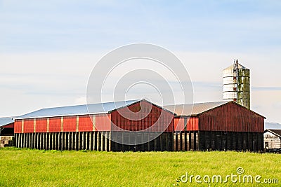 Barns and silo tower Stock Photo