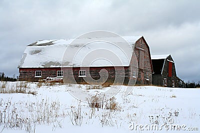 Barns In Winter Stock Photo
