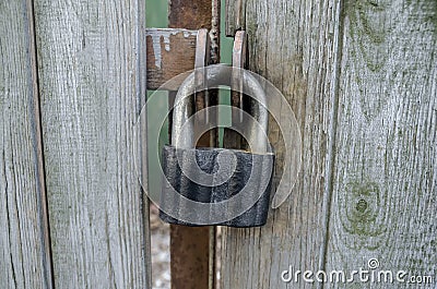 Shed castle on wooden gates Stock Photo