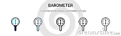 Barometer icon in filled, thin line, outline and stroke style. Vector illustration of two colored and black barometer vector icons Vector Illustration