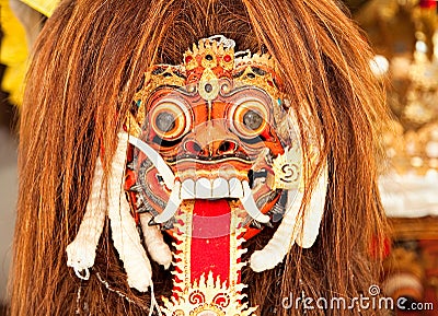 Barong dance mask of lion, Bali, Indonesia Stock Photo