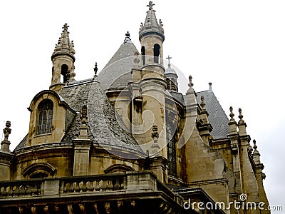 Baroque French Mansion Roof Turrets and Spirals Stock Photo